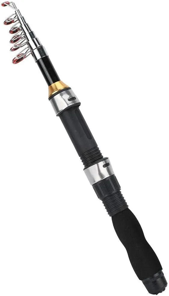 Alomejor Telescopic Fishing Rod Pole Portable Small Short Sea Pole Mini Sea Fishing Tools Telescopic Fishing Rod for Travel Seawater Freshwater Bass Trout Fishing