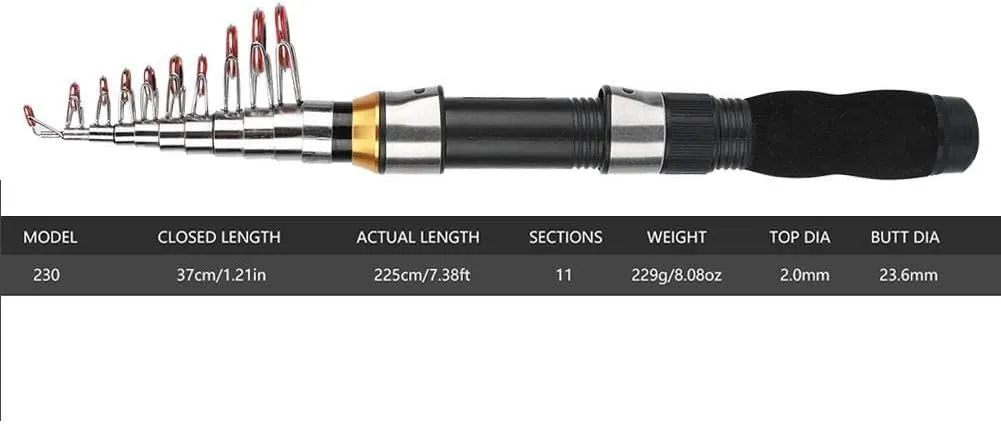 Alomejor Telescopic Fishing Rod Pole Portable Small Short Sea Pole Mini Sea Fishing Tools Telescopic Fishing Rod for Travel Seawater Freshwater Bass Trout Fishing
