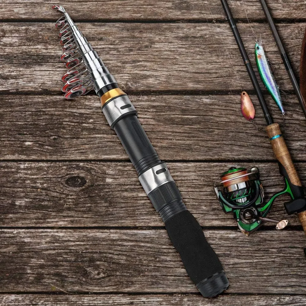 Alomejor Telescopic Fishing Rod Pole Portable Small Short Sea Pole Mini Sea Fishing Tools Telescopic Fishing Rod for Travel Seawater Freshwater Bass Trout Fishing