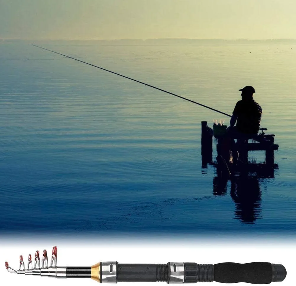 Alomejor Telescopic Fishing Rod Pole Portable Small Short Sea Pole Mini Sea Fishing Tools Telescopic Fishing Rod for Travel Seawater Freshwater Bass Trout Fishing