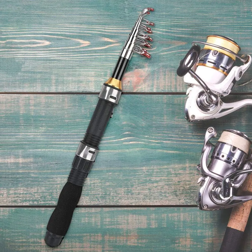 Alomejor Telescopic Fishing Rod Pole Portable Small Short Sea Pole Mini Sea Fishing Tools Telescopic Fishing Rod for Travel Seawater Freshwater Bass Trout Fishing