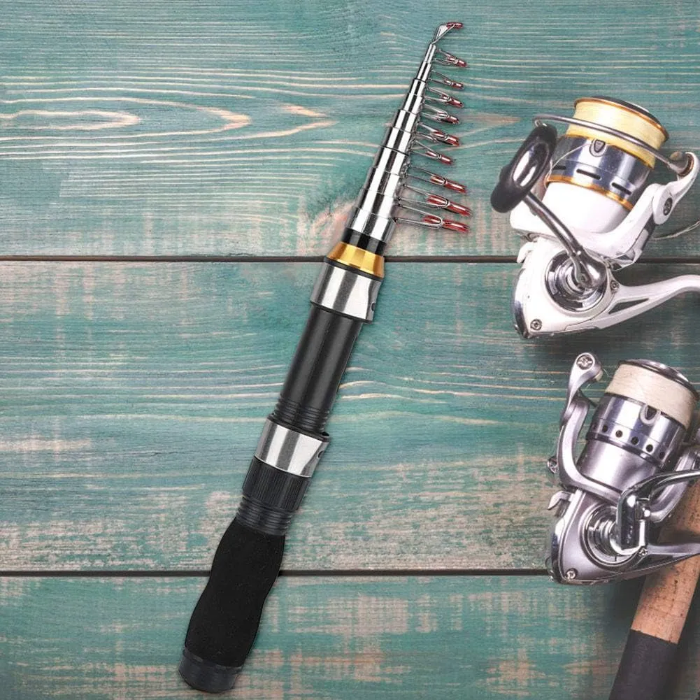 Alomejor Telescopic Fishing Rod Pole Portable Small Short Sea Pole Mini Sea Fishing Tools Telescopic Fishing Rod for Travel Seawater Freshwater Bass Trout Fishing