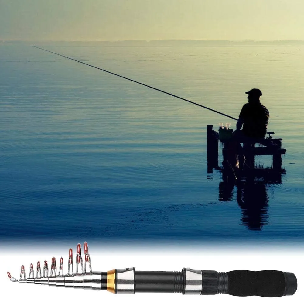 Alomejor Telescopic Fishing Rod Pole Portable Small Short Sea Pole Mini Sea Fishing Tools Telescopic Fishing Rod for Travel Seawater Freshwater Bass Trout Fishing