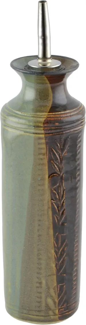 American Handmade Oil Bottle by Holman Pottery, Green Earth