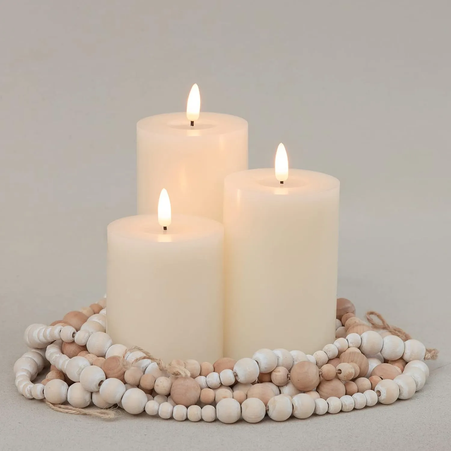 ANGELLOONG Flickering Flameless Candles with Remote, Real Wax Battery Operated Candles with Timer, Fake LED Pillar Candles for Wedding Holiday Farmhouse Home Decor, Ivory