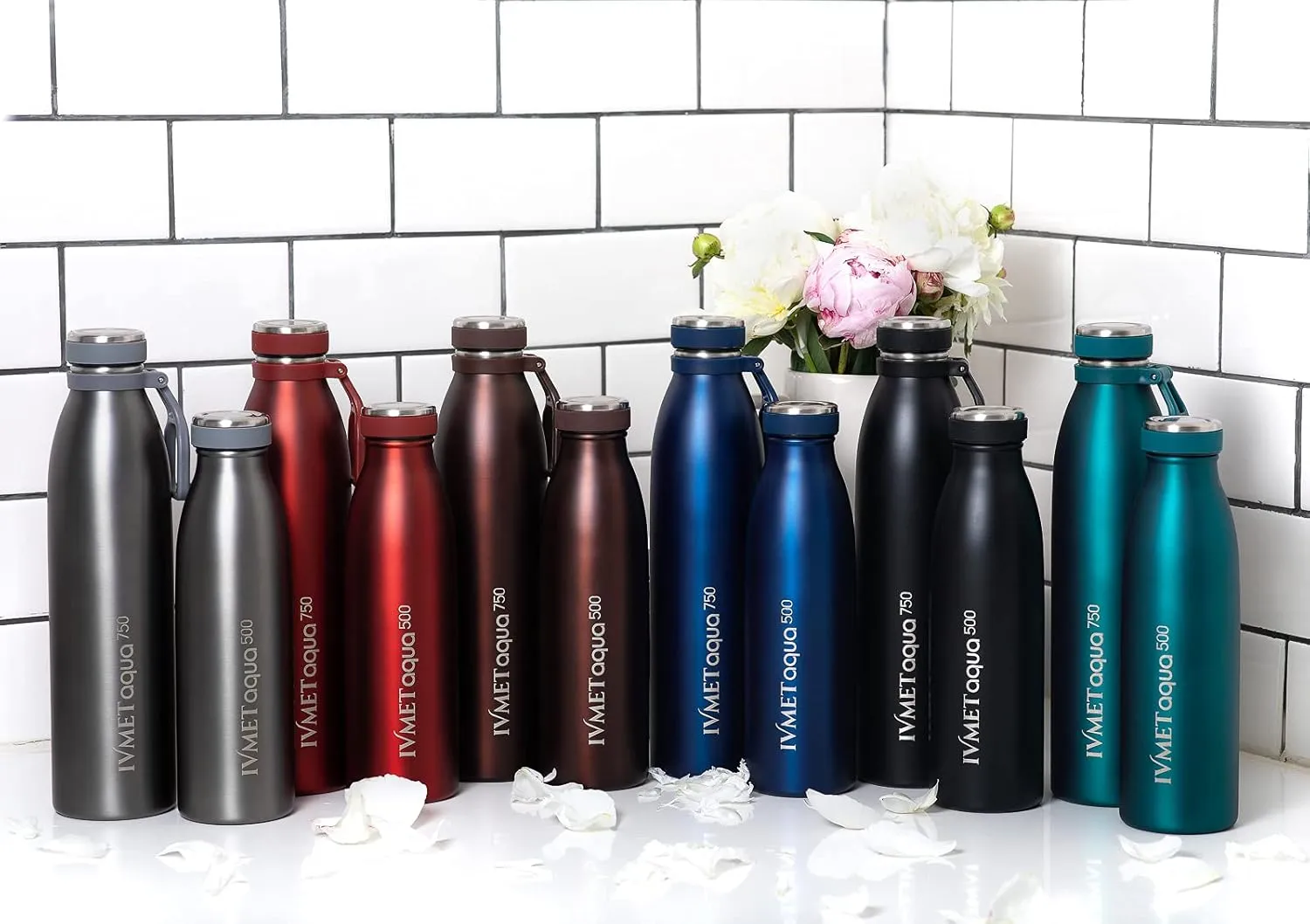 Aqua Stainless Steel Double Wall Vacuum Insulated Drinking Bottle Flask thermos Hydro Metal reusable Canteen for Sport Fitness Outdoor (Black Opal, 25.3 Oz/750 ml)