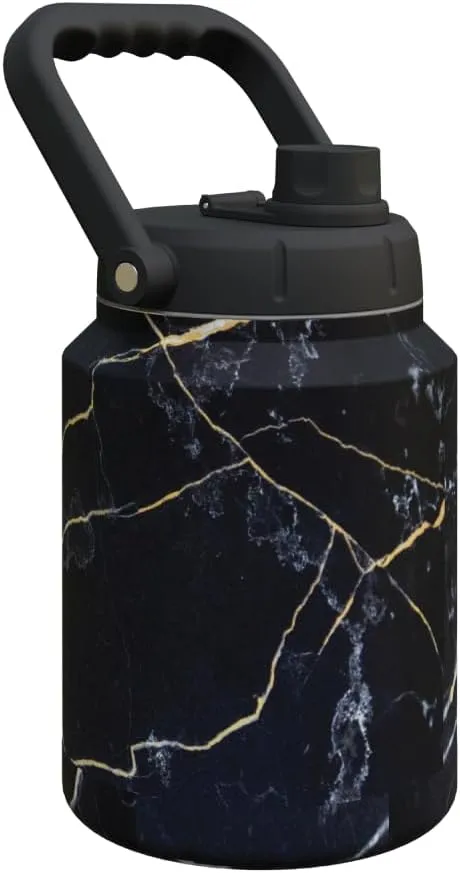Asobu Mighty Stainless Steel Double Walled Insulated Jug 68 Ounces - Half Gallon (Midnight Marble)