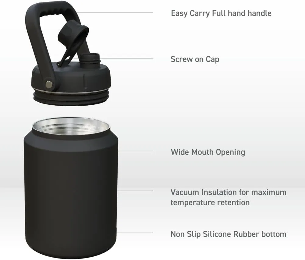 Asobu Mighty Stainless Steel Double Walled Insulated Jug 68 Ounces - Half Gallon (Midnight Marble)
