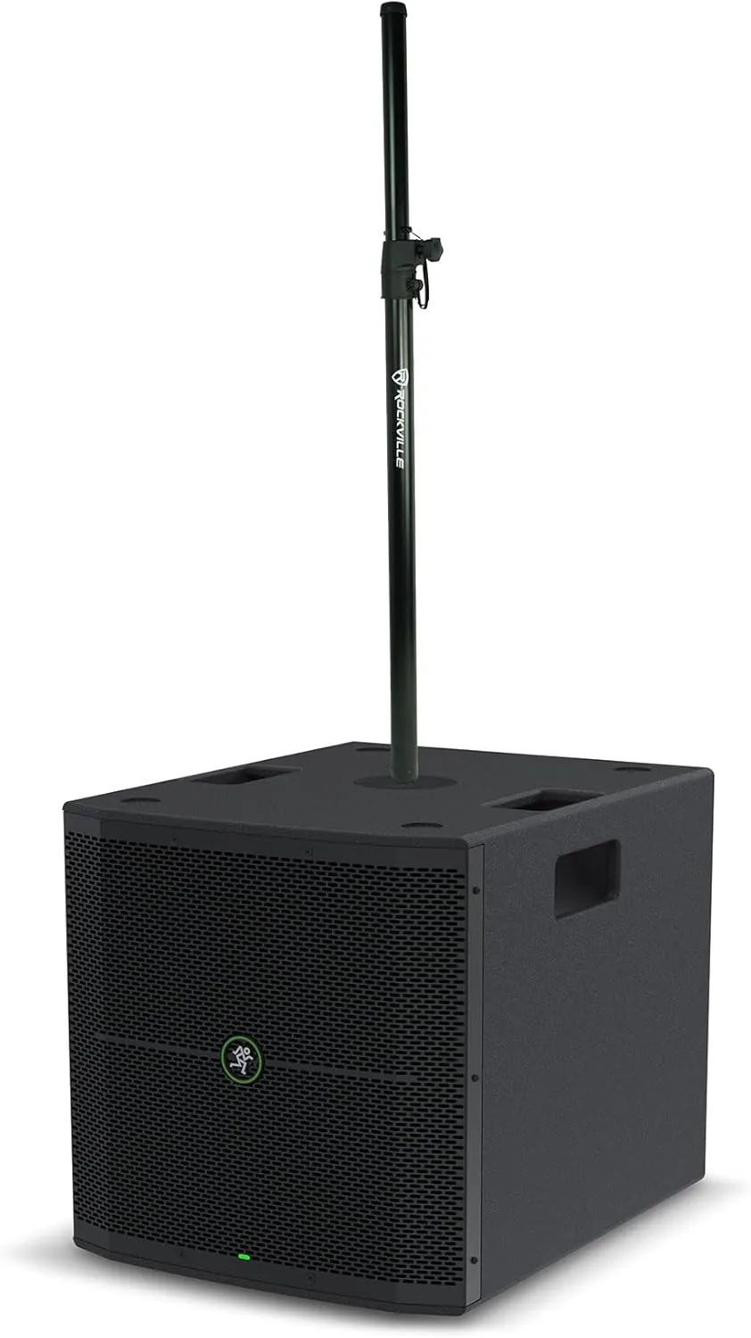 Audiosavings Bundle: (1) Mackie Thump115S 15" 1400 Watt Powered DJ PA Subwoofer Sub Thump 115S Bundle with (1) Rockville RSPAT M20 Threaded Subwoofer to Speaker Pole Mount Adjustable Stand (2 Items)