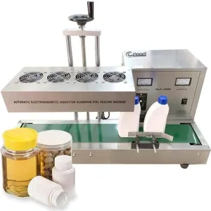 Automatic Aluminum Foil Sealing Machine Continuous Electromagnetic Induction Band Bag Sealer Plastic Bottle Cap Sealer Auto Continuous Sealing Machine (60mm 110V)