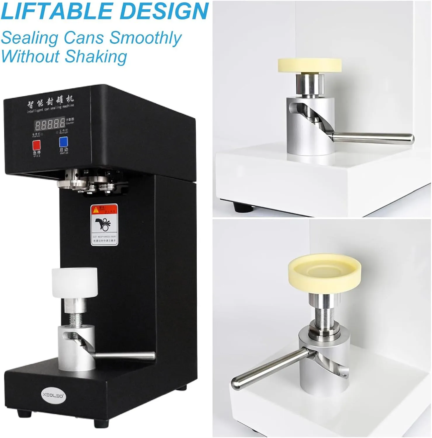 Automatic Can Sealing Machine, 180W Electric Cup Sealer Machine with Counter & LCD Display, 2.2” Dia. & 3.9”-7.9” Height,Black-110V