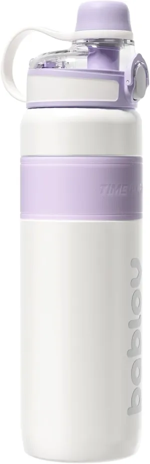 BABLOV Insulated Stainless Steel Water Bottle with Straw for Sports and Travel Purple,32Oz