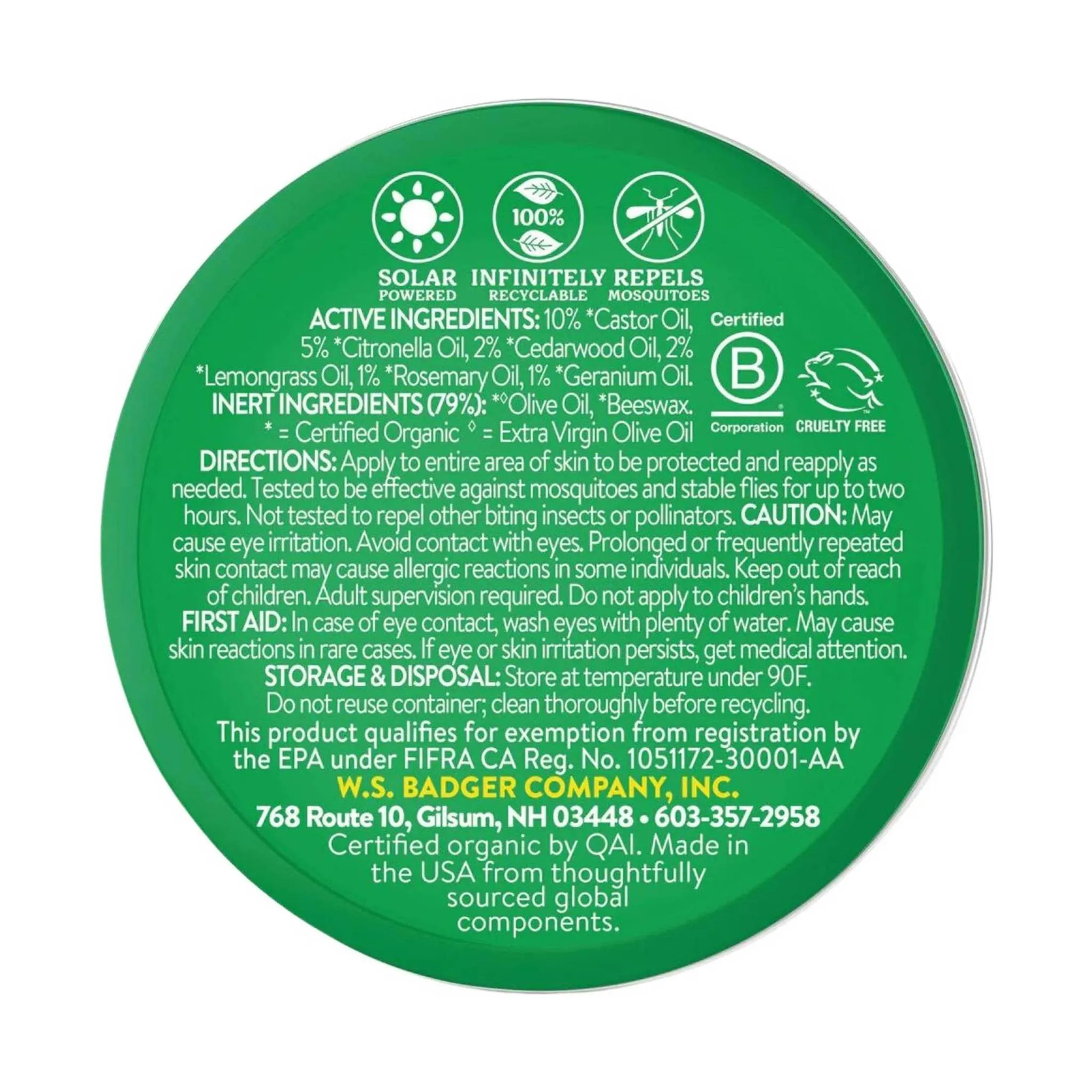 Badger Bug Repellent Balm 2oz Tin