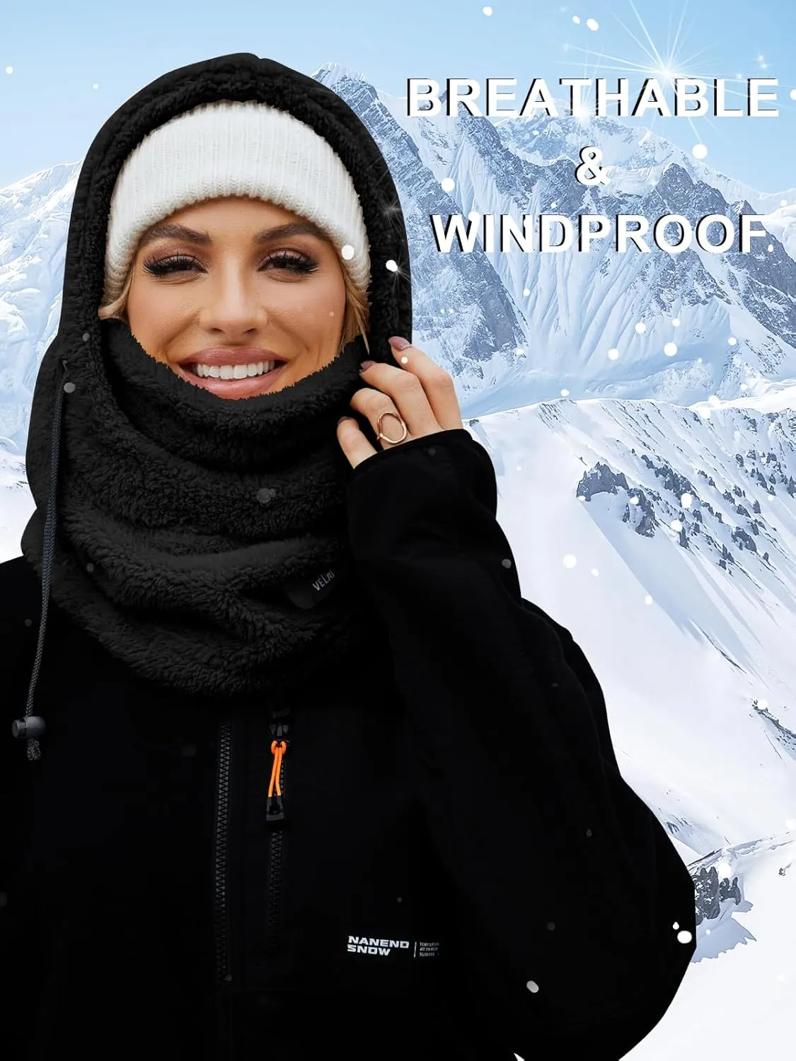 Balaclava Fleece Ski Mask for Men Women Winter Face Masks Windproof Hooded Scarf Cold Weather Hat Neck Warmer