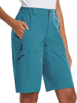 baleaf Women's Long Hiking Bermuda Shorts Quick Dry Summer Golf Shorts Lightweight with Pockets UPF 50  for Camping, Work