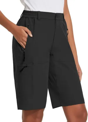baleaf Women's Long Hiking Bermuda Shorts Quick Dry Summer Golf Shorts Lightweight with Pockets UPF 50  for Camping, Work
