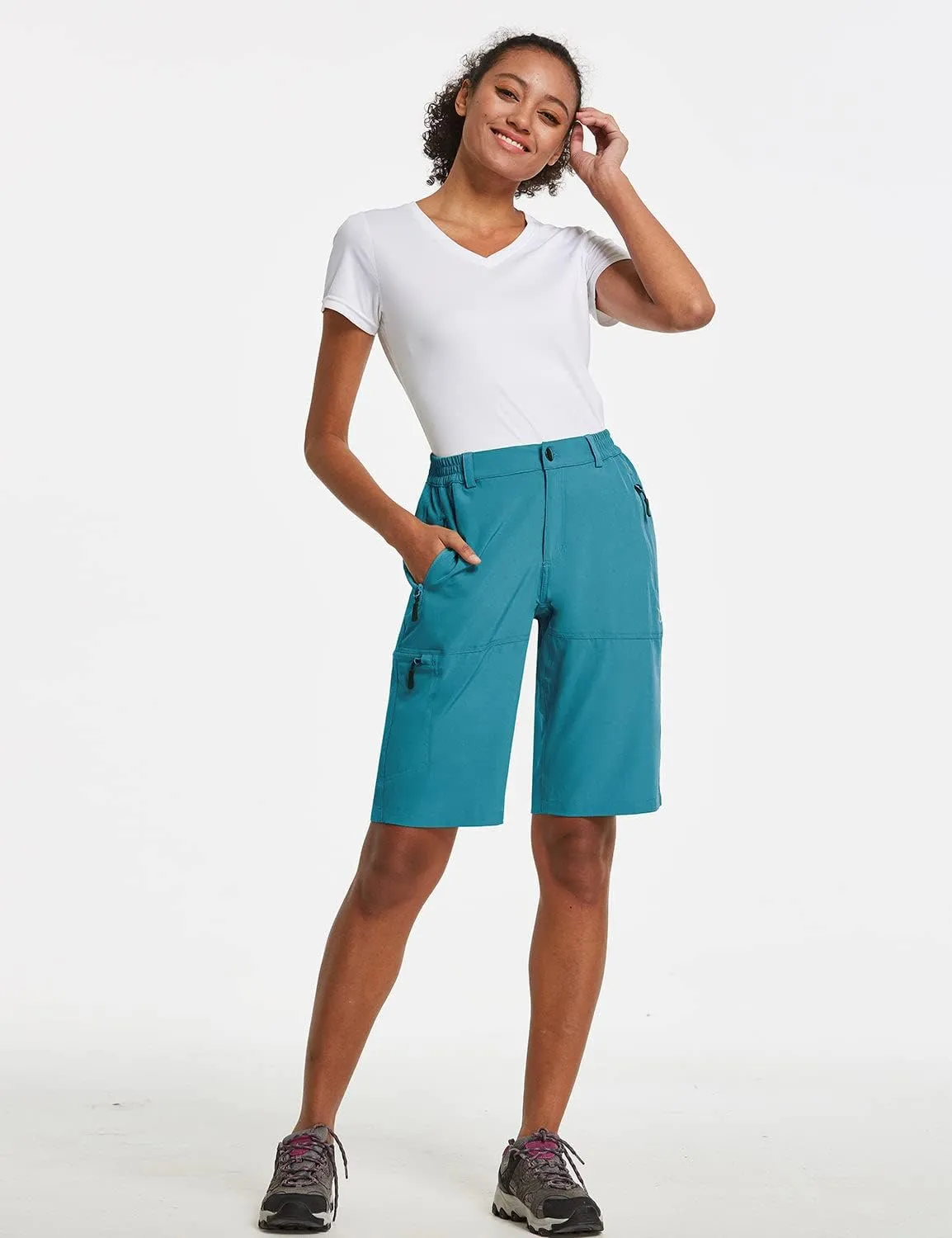 baleaf Women's Long Hiking Bermuda Shorts Quick Dry Summer Golf Shorts Lightweight with Pockets UPF 50  for Camping, Work