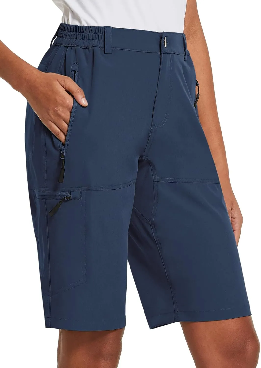 baleaf Women's Long Hiking Bermuda Shorts Quick Dry Summer Golf Shorts Lightweight with Pockets UPF 50  for Camping, Work