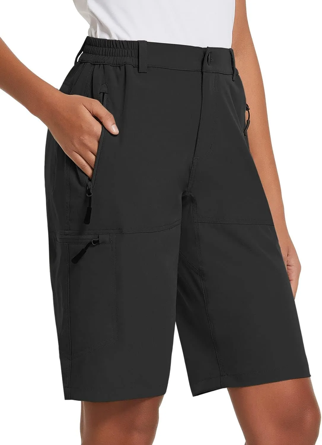 baleaf Women's Long Hiking Bermuda Shorts Quick Dry Summer Golf Shorts Lightweight with Pockets UPF 50  for Camping, Work