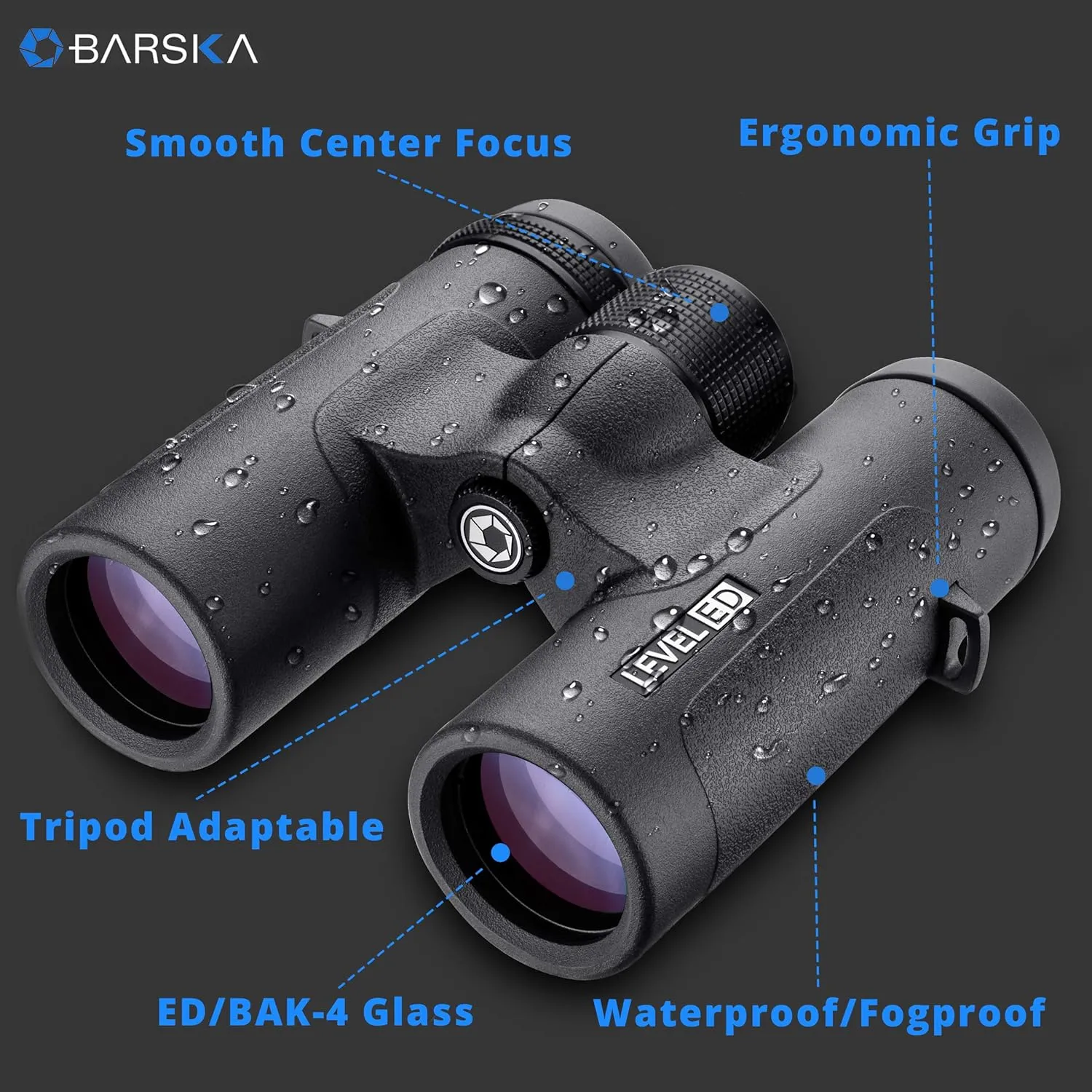Barska AB12990 Level ED 8x32 Binoculars with Crystal Clear Glass BAK-4 Prism Perfect for Bird Watching Hunting Outdoor Concerts and Sports in All Weather Condition-Waterproof, Fogproof