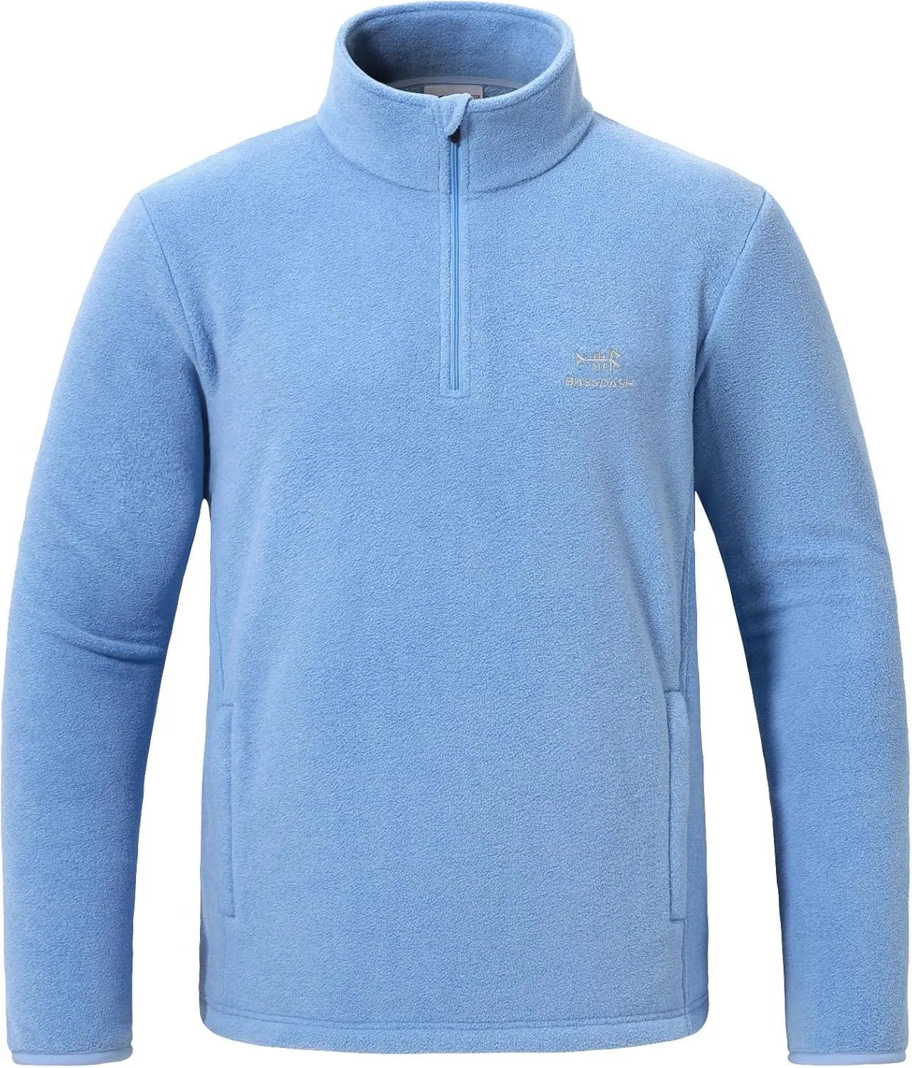 BASSDASH Men's Quarter Zip Jacket Mid Weight Polar Fleece Pullover Outdoor Warm Breathable Long Sleeve Sweatshirt