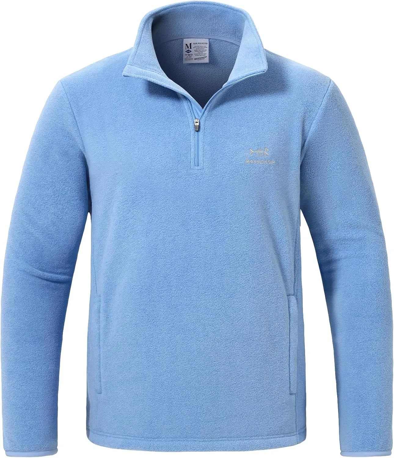 BASSDASH Men's Quarter Zip Jacket Mid Weight Polar Fleece Pullover Outdoor Warm Breathable Long Sleeve Sweatshirt