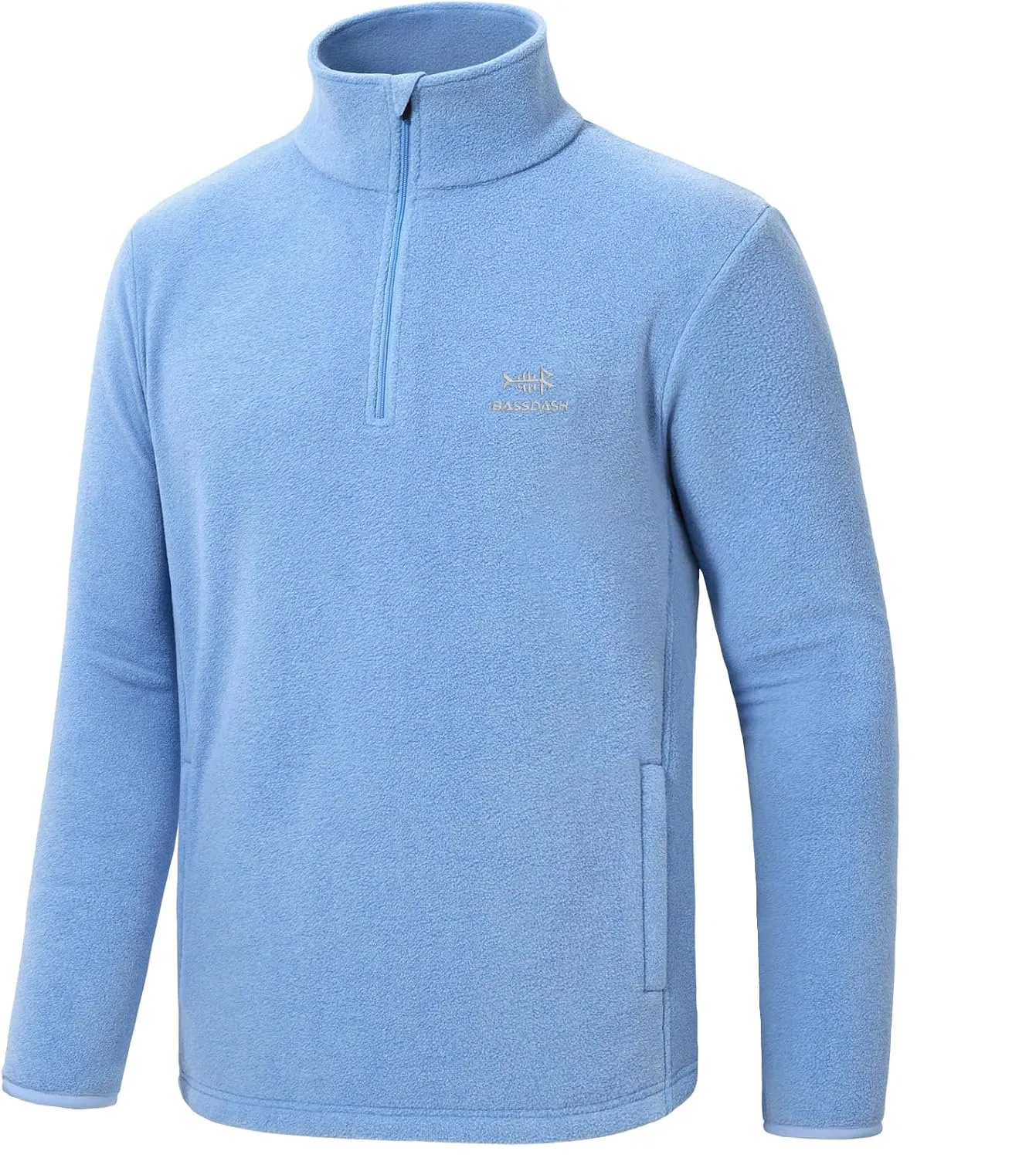 BASSDASH Men's Quarter Zip Jacket Mid Weight Polar Fleece Pullover Outdoor Warm Breathable Long Sleeve Sweatshirt