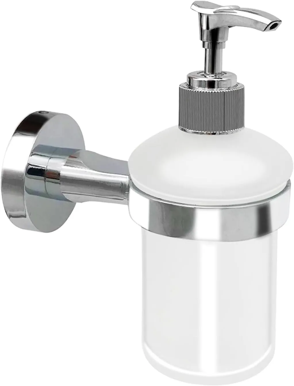 Bathroom Glass Soap Dispenser with Chrome Holder Wall Mounted