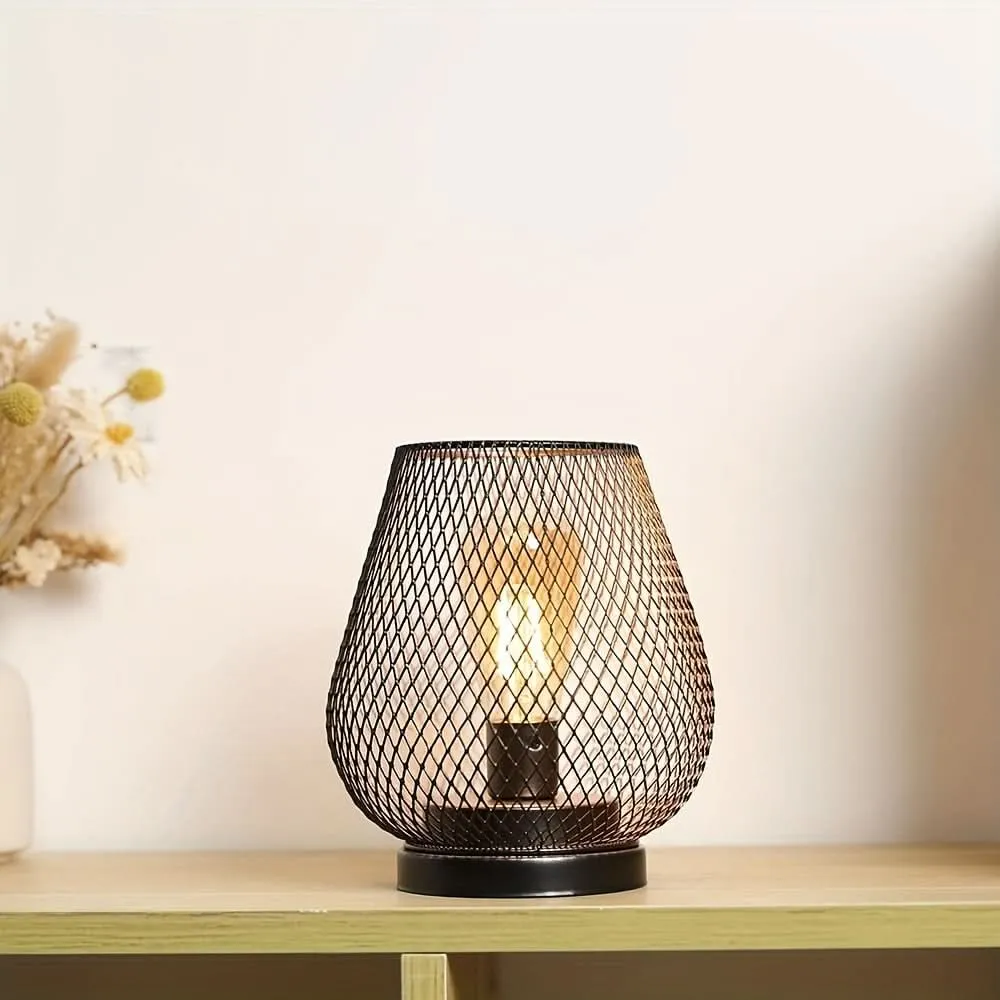 Battery-Powered LED Metal Cage Lantern, 1/2 Pack