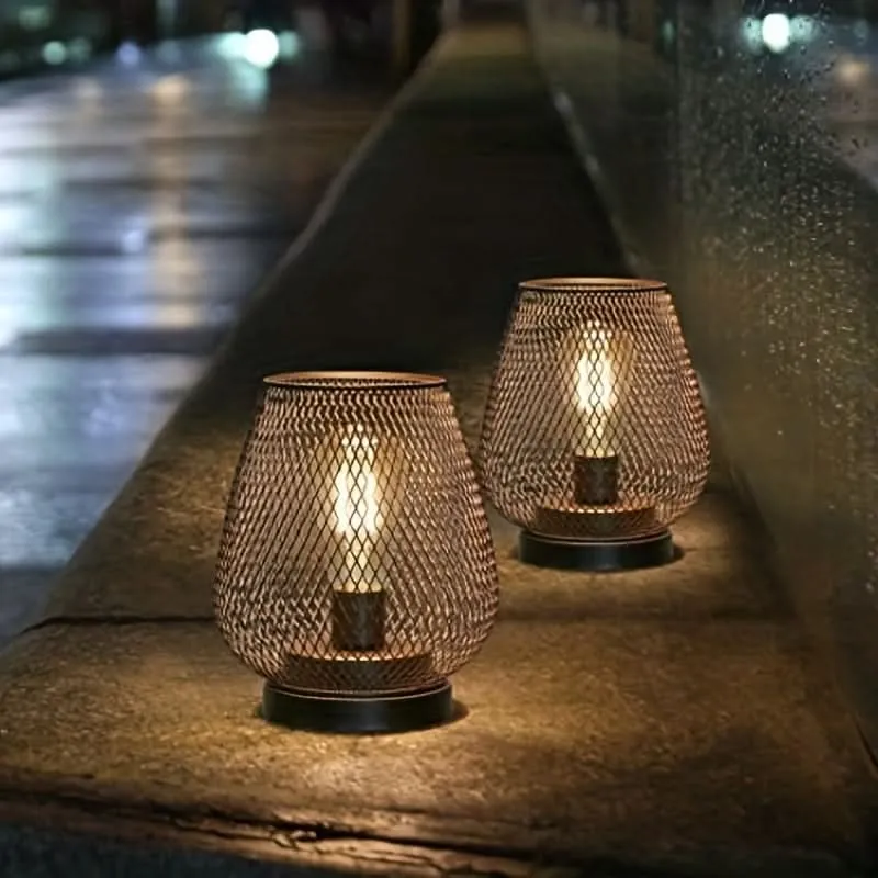 Battery-Powered LED Metal Cage Lantern, 1/2 Pack