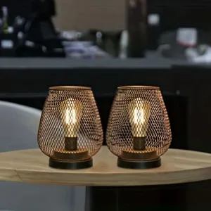 Battery-Powered LED Metal Cage Lantern, 1/2 Pack