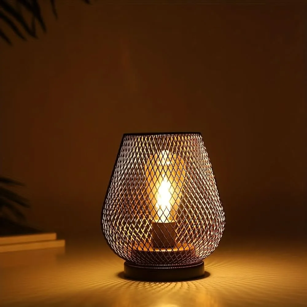 Battery-Powered LED Metal Cage Lantern, 1/2 Pack
