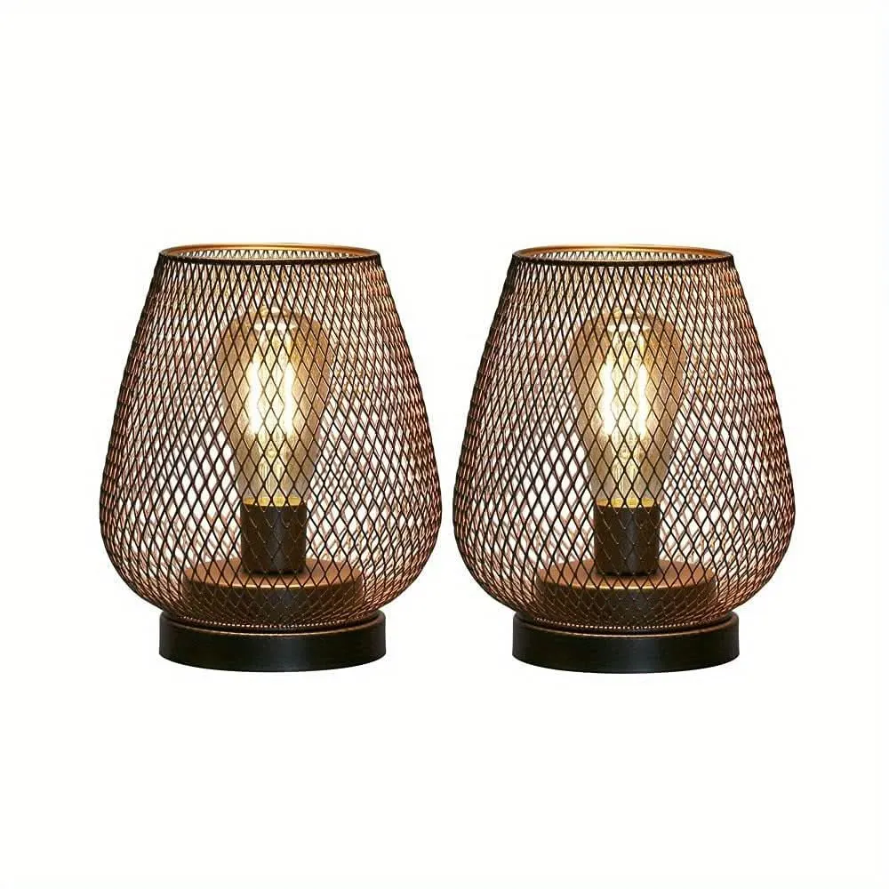 Battery-Powered LED Metal Cage Lantern, 1/2 Pack