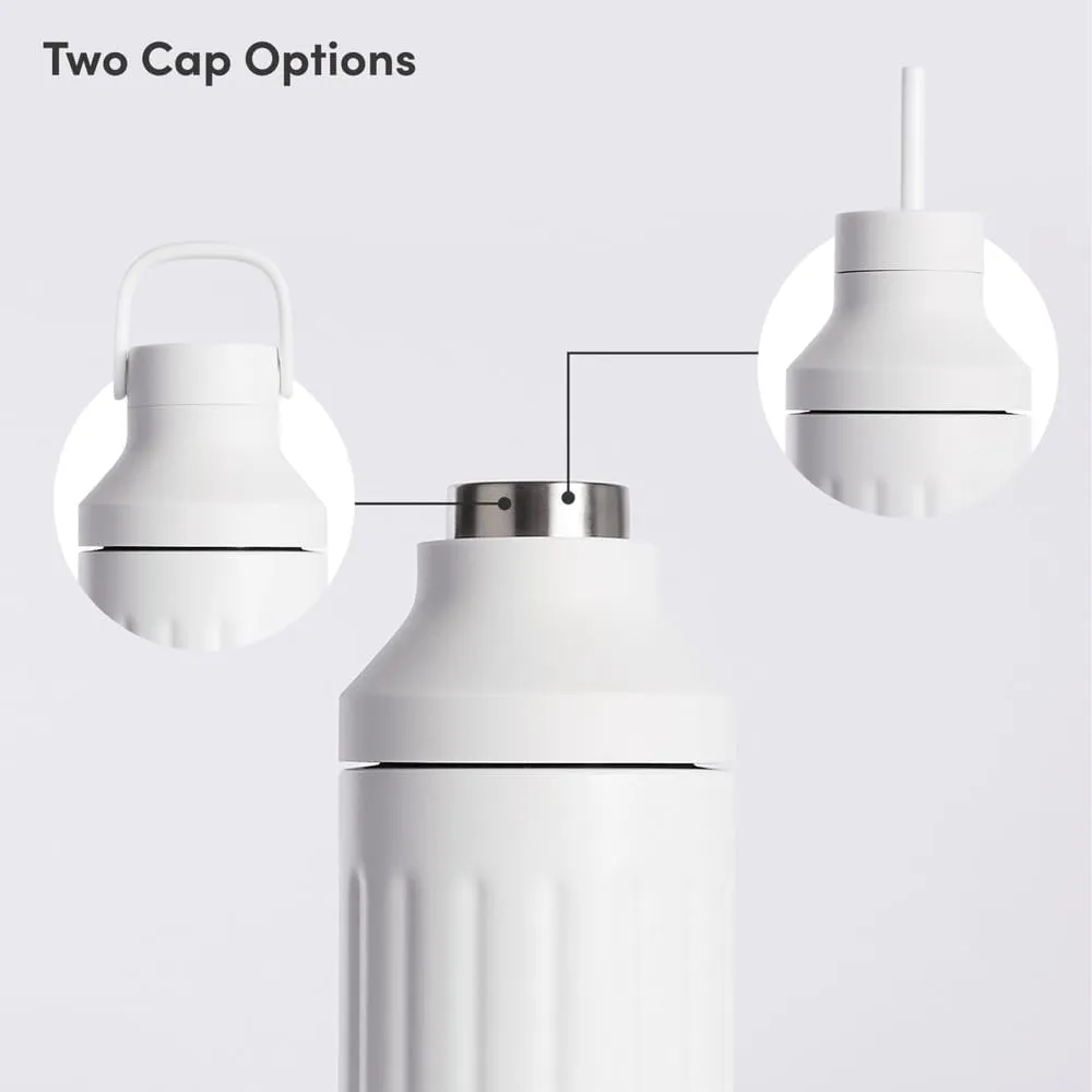 BEAST Health® Stainless Steel Water Bottle, 22 oz, Insulated Stainless Steel, Leak-Proof, Reusable Straw System, Portable Carry Cap, BPA-Free, Dishwasher Safe (Cloud White)