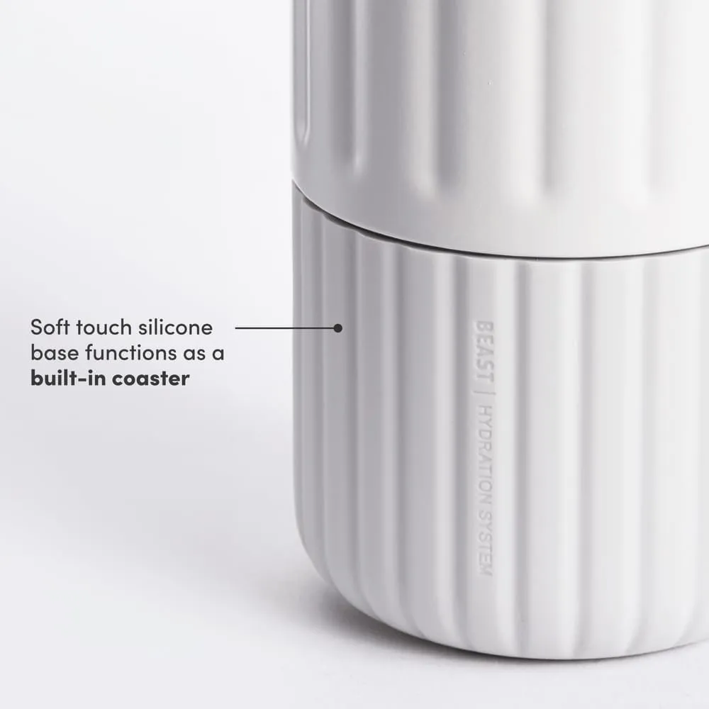 BEAST Health® Stainless Steel Water Bottle, 22 oz, Insulated Stainless Steel, Leak-Proof, Reusable Straw System, Portable Carry Cap, BPA-Free, Dishwasher Safe (Cloud White)