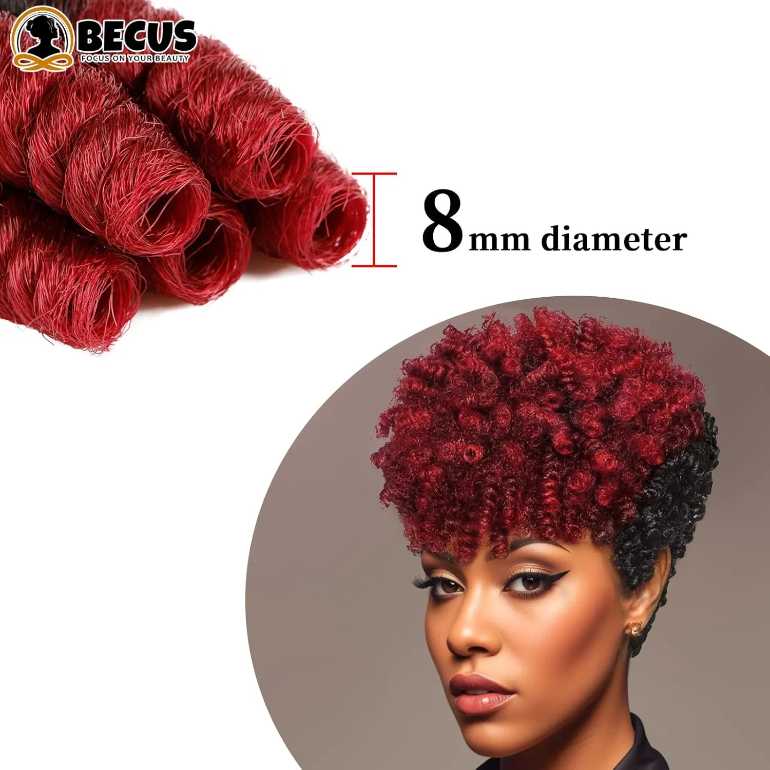BECUS 3Packs 10inch Crochet Braids Hair for Black Women Synthetic Short Braiding Diameter (8mm) Tapered Cut Jamaican Jumpy Wand Hair (#1B Natural Black/BUG)