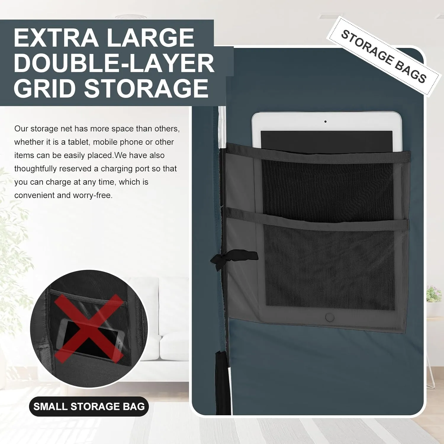 Bed Tent Queen Bed Canopy Dream Tents for Indoor Portable Blackout Tents Privacy Space Warm Breathable Sleeping Tents for Kids and Adult(Navy Blue,Mattress Not Included) Reducing Light