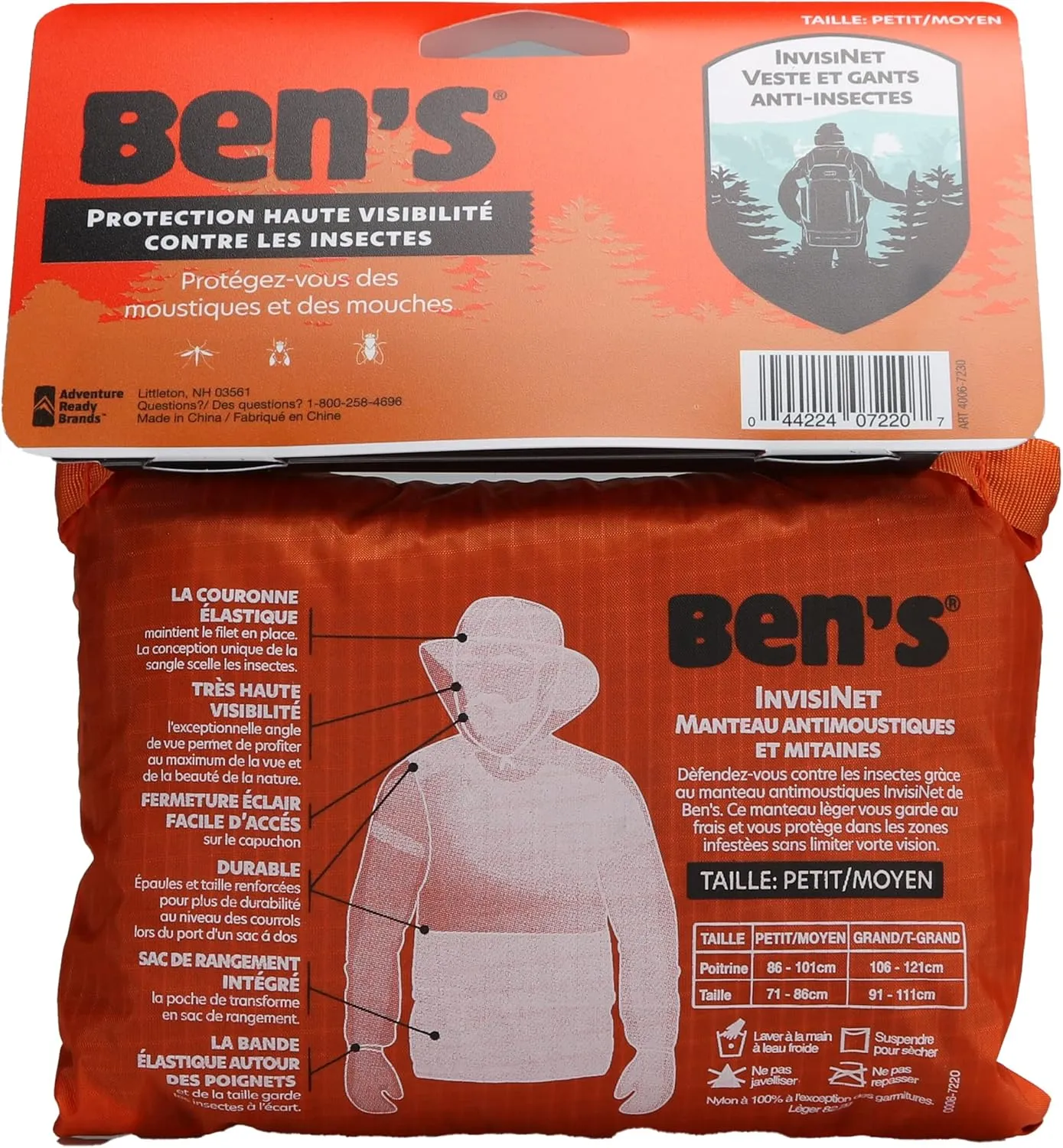 Ben's InvisiNet Bug Jacket & Mitts - Durable & Comfortable Insect Protection for Outdoor Activities - Fine Mesh Bug Net