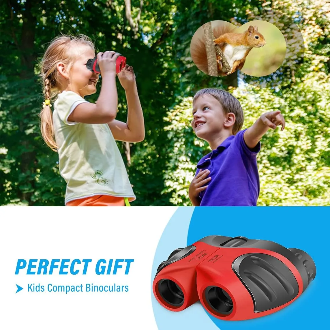Best Easter Gifts for Teen Girl, VNVDFLM Compact Shock Proof Telescope for Kids Toy for 3-12 Year Old Boys Girls to Bird Watching or Hiking, Birthday Presents for 7 Year Old Boys (Red)