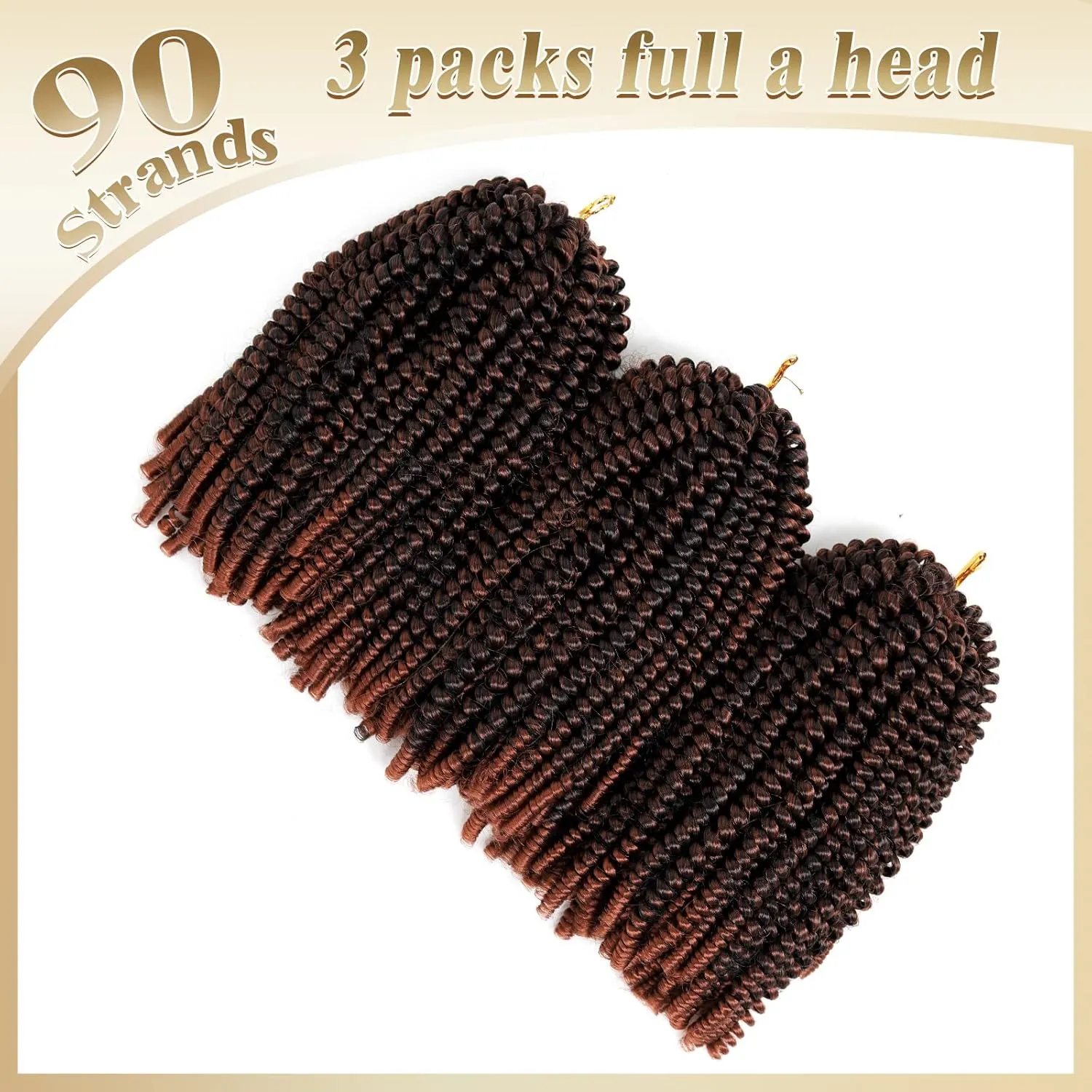Beyond Beauty 90strands 8 Inch Fluffy Spring Twists Braiding, Crochet Braids Bomb Twist Crochet Hair for Black Women(T1B 350)