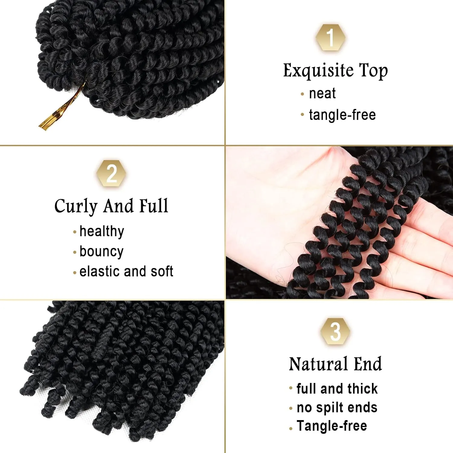 Beyond Beauty Crochet Hair - 90 Strands, 8 Inch Fluffy Spring Twists, Bomb Twist Braids for Black Women (#1)