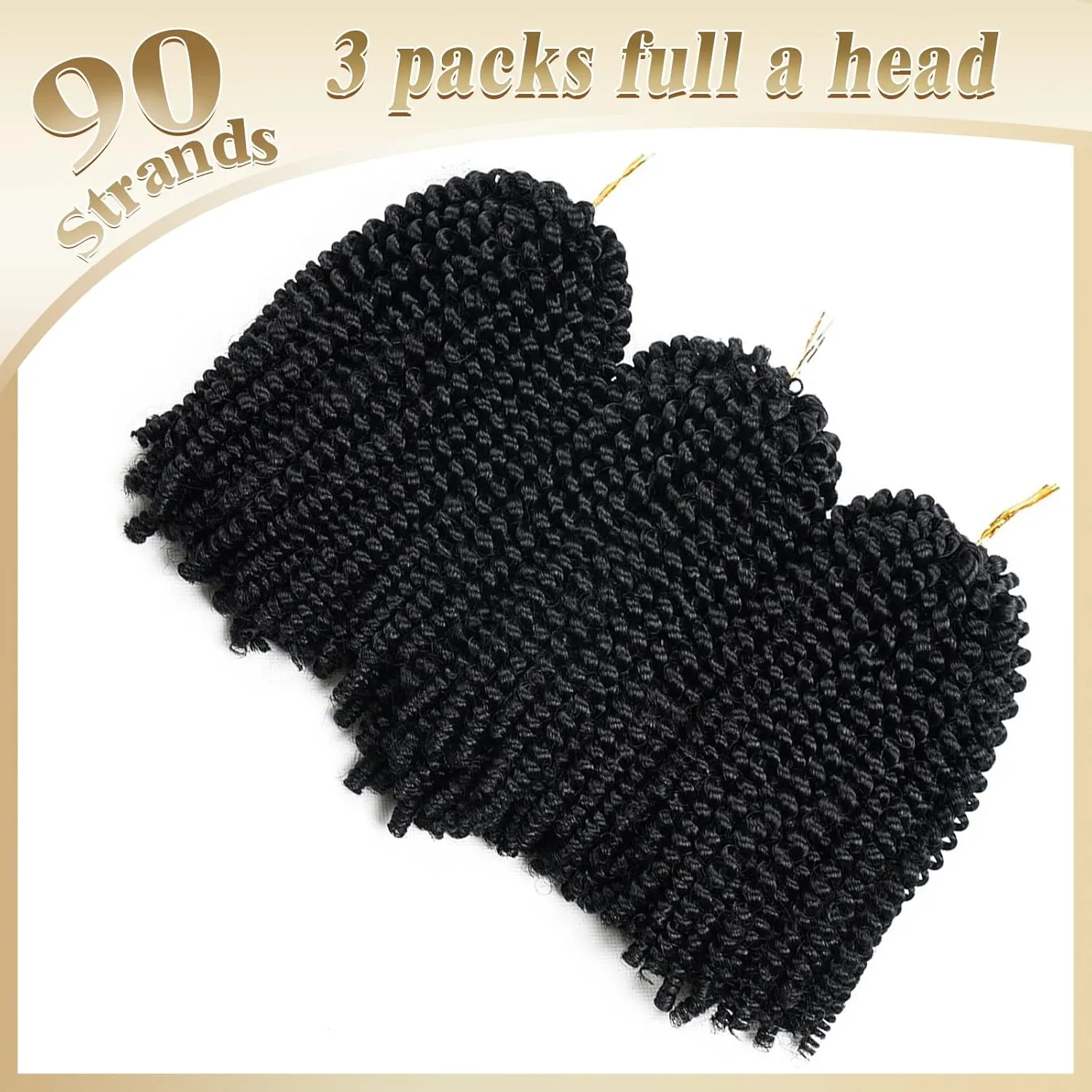 Beyond Beauty Crochet Hair - 90 Strands, 8 Inch Fluffy Spring Twists, Bomb Twist Braids for Black Women (#1)