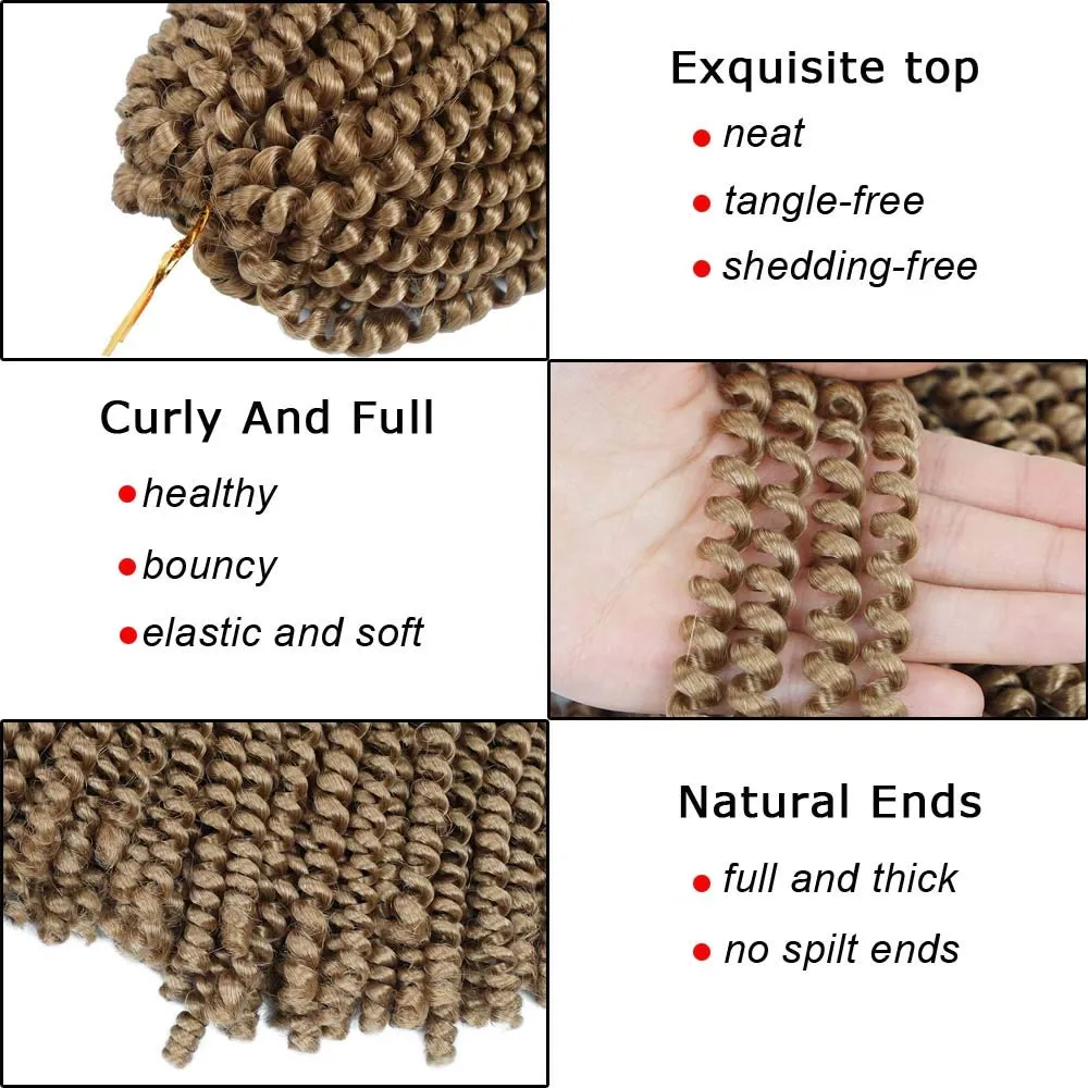 Beyond Beauty Spring Twist Crochet Hair 90strands 8 Inch Fluffy Spring Twists Braiding,Spring Twist Crochet Braids Bomb Twist Crochet Hair for Black Women (#27)