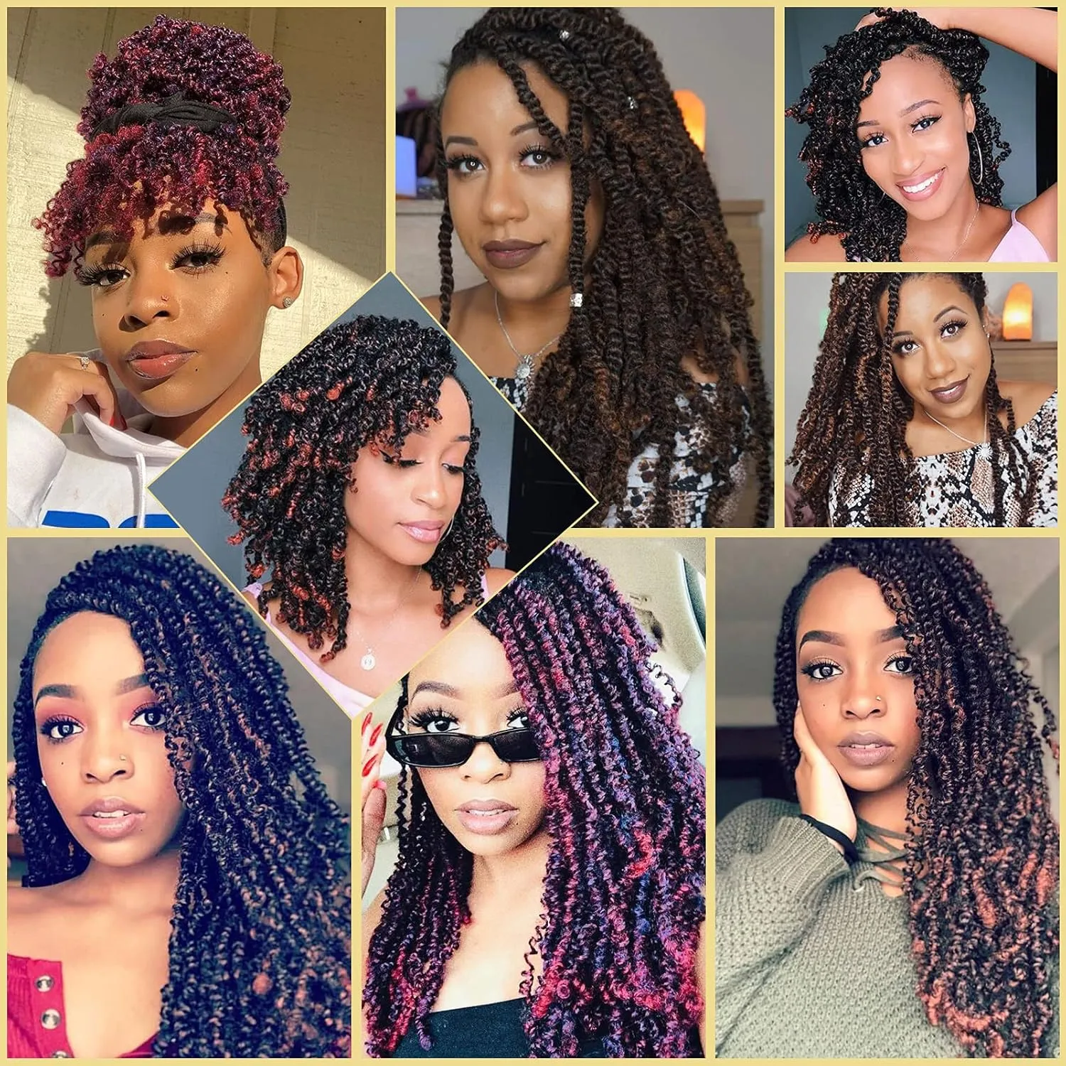 Beyond Beauty Spring Twist Crochet Hair 90strands 8 Inch Fluffy Spring Twists Braiding,Spring Twist Crochet Braids Bomb Twist Crochet Hair for Black Women (#27)