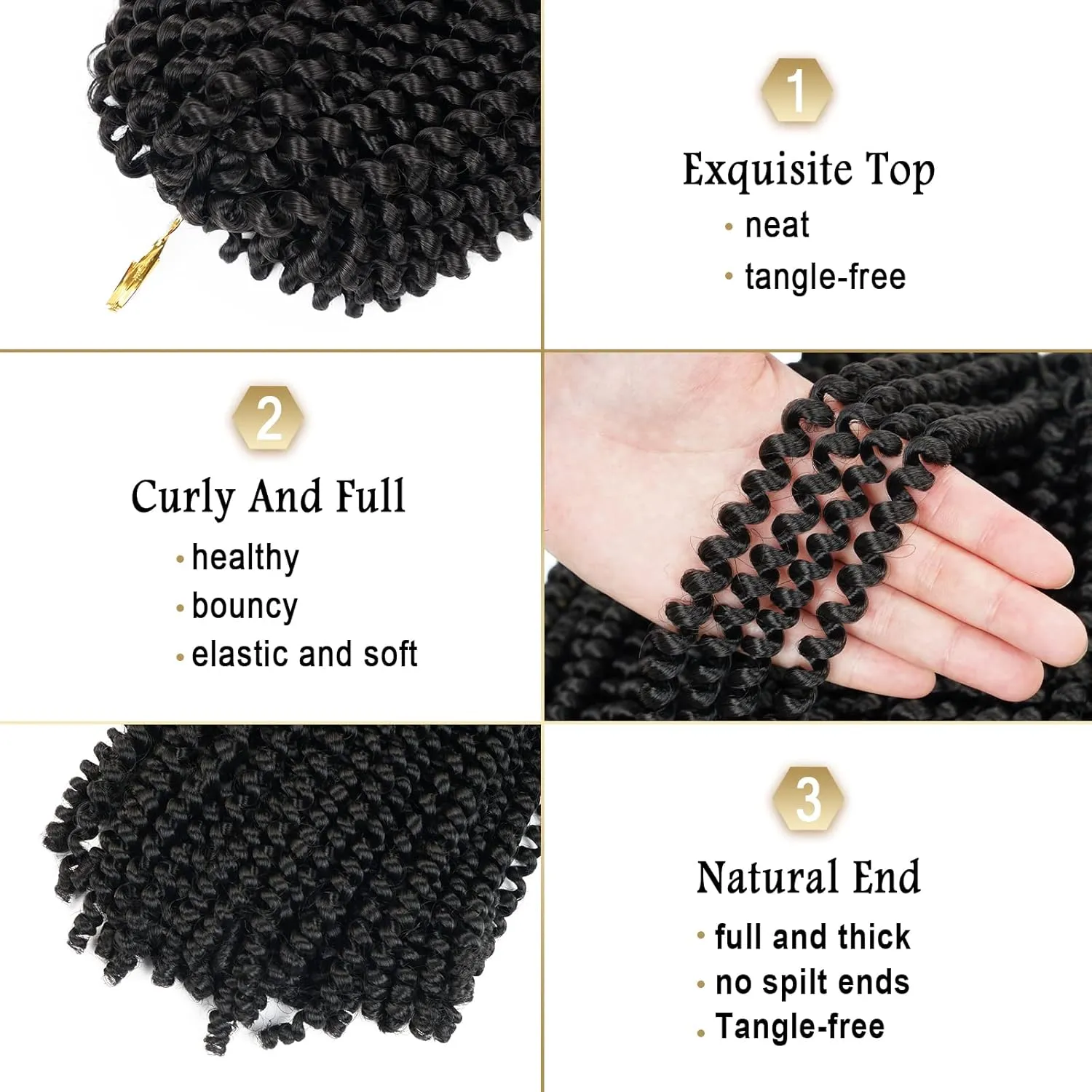 Beyond Beauty Spring Twist Crochet Hair 90strands 8 Inch Fluffy Spring Twists Braiding,Spring Twist Crochet Braids Bomb Twist Crochet Hair for Black Women(#2)
