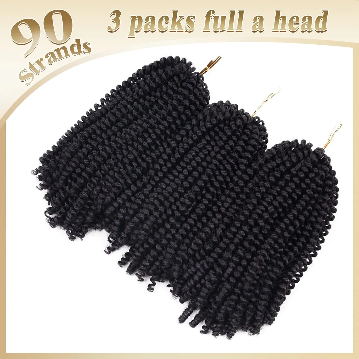 Beyond Beauty Spring Twist Crochet Hair 90strands 8 Inch Fluffy Spring Twists Braiding,Spring Twist Crochet Braids Bomb Twist Crochet Hair for Black Women(#2)
