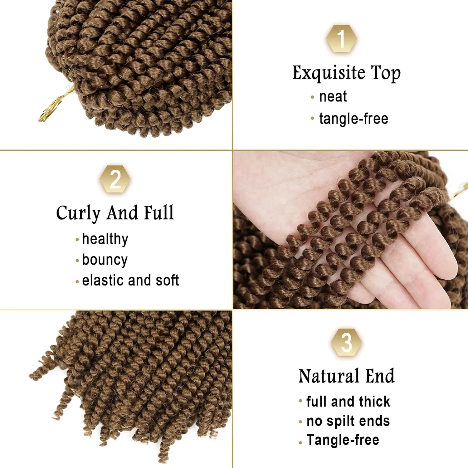 Beyond Beauty Spring Twist Crochet Hair 90strands 8 Inch Fluffy Spring Twists Braiding,Spring Twist Crochet Braids Bomb Twist Crochet Hair for Black Women(#30)