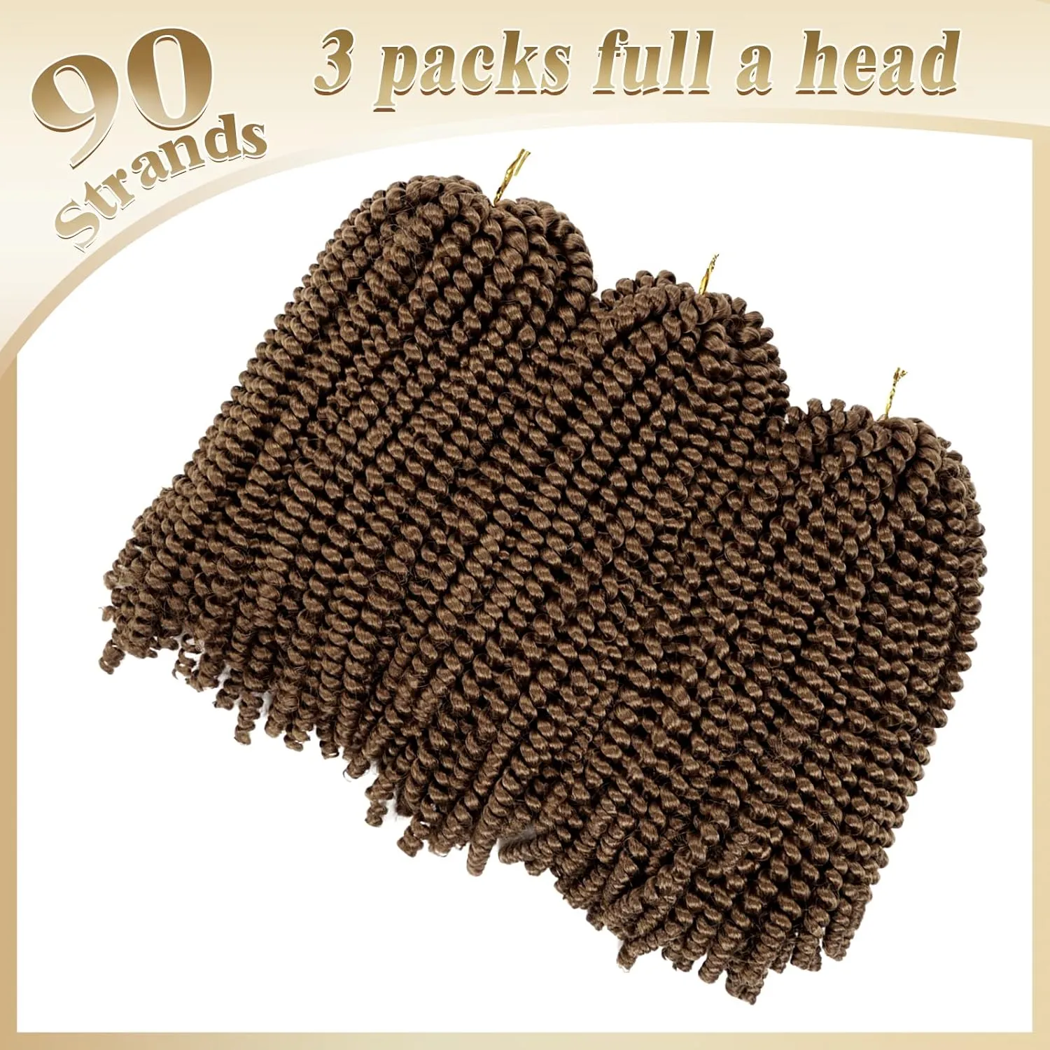 Beyond Beauty Spring Twist Crochet Hair 90strands 8 Inch Fluffy Spring Twists Braiding,Spring Twist Crochet Braids Bomb Twist Crochet Hair for Black Women(#30)