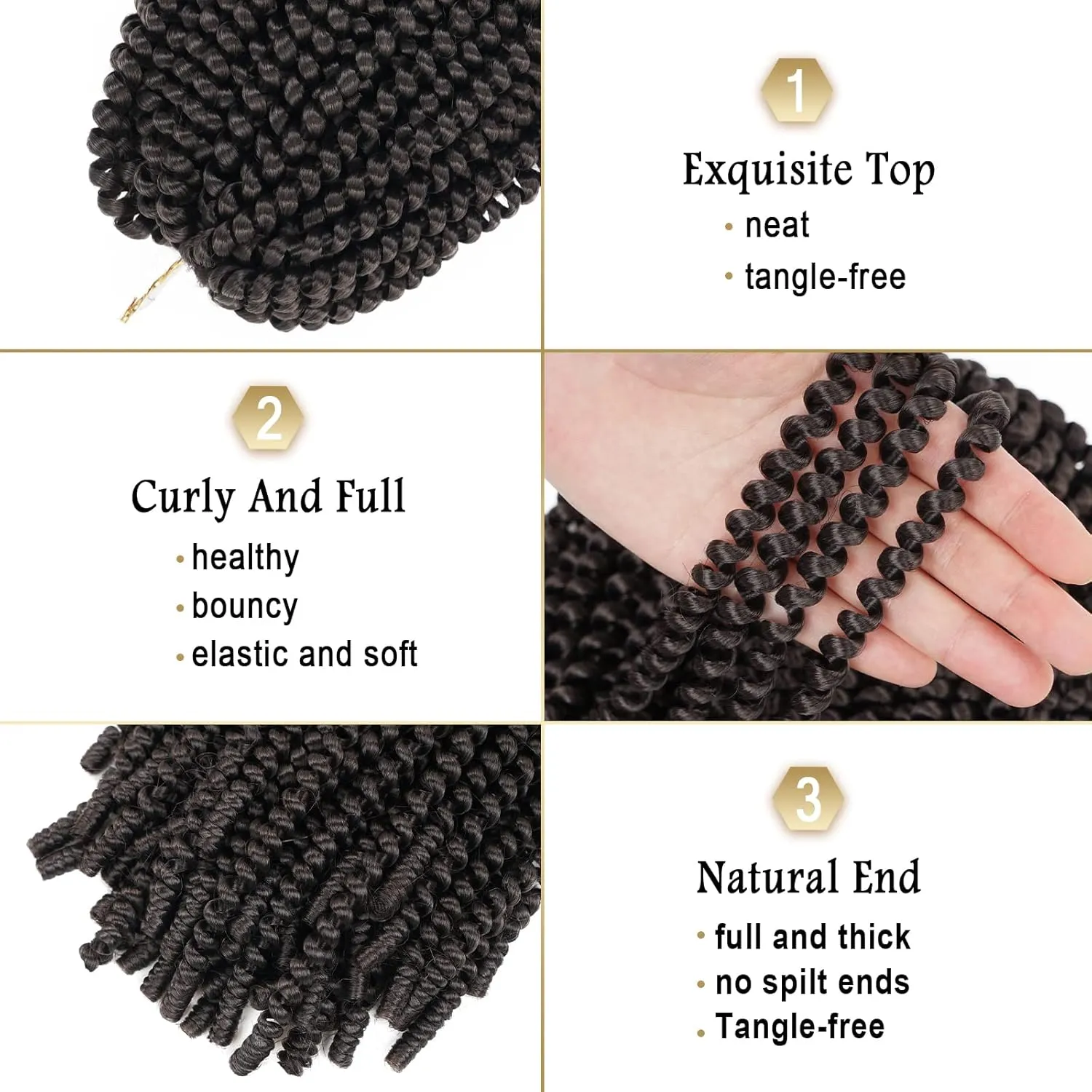 Beyond Beauty Spring Twist Crochet Hair 90strands 8 Inch Fluffy Spring Twists Braiding,Spring Twist Crochet Braids Bomb Twist Crochet Hair for Black Women(#4)