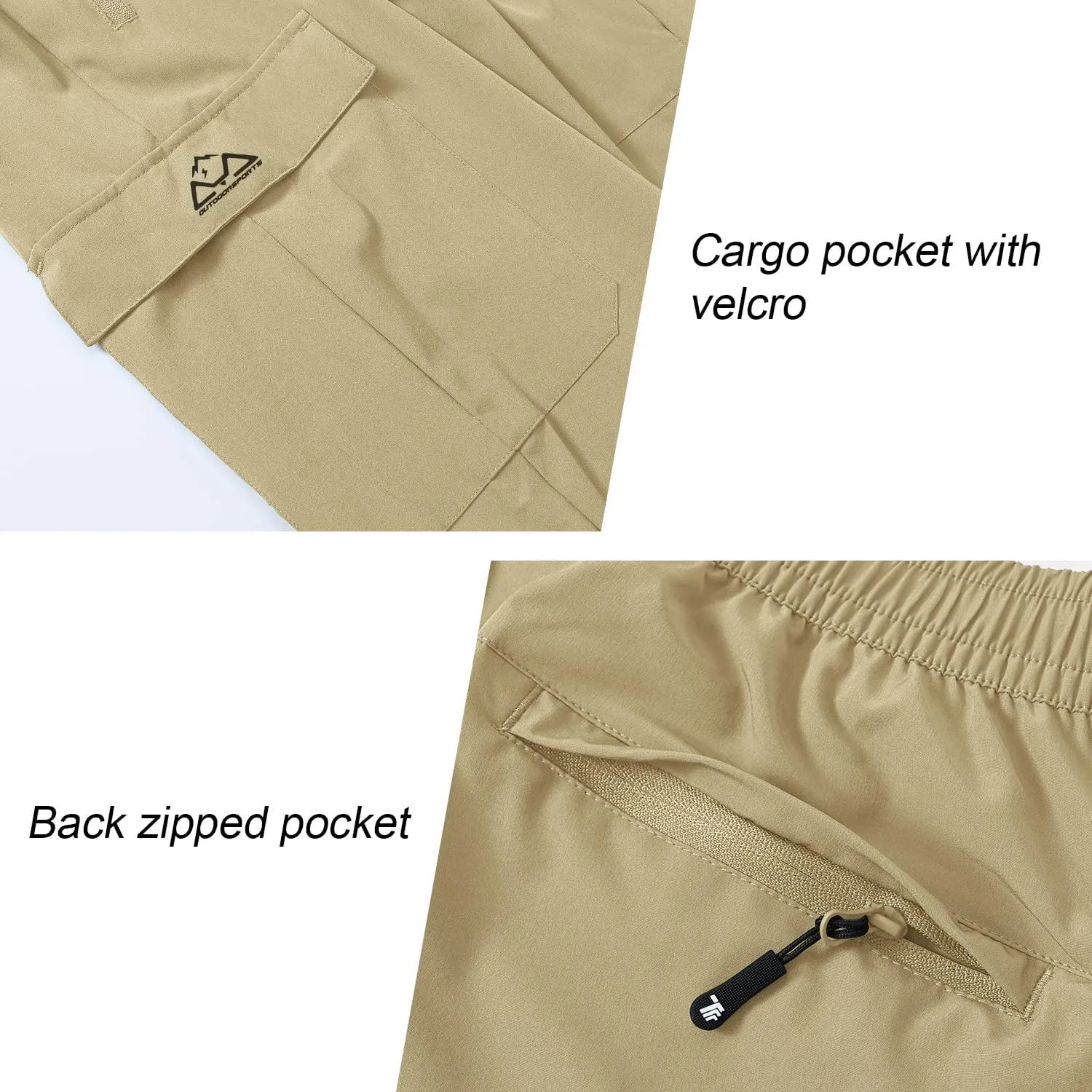 BGOWATU Hiking Pants for Men, Water Resistant Stretch Cargo Pants, Lightweight Quick Dry Outdoor Fishing Pants